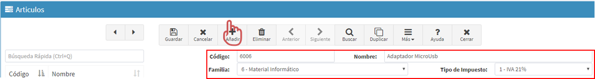 Crear nuevo artículo