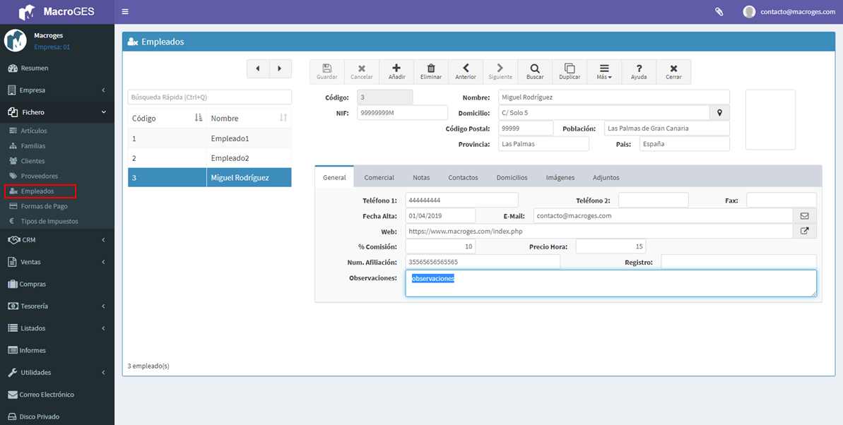 Crear nuevo empleado