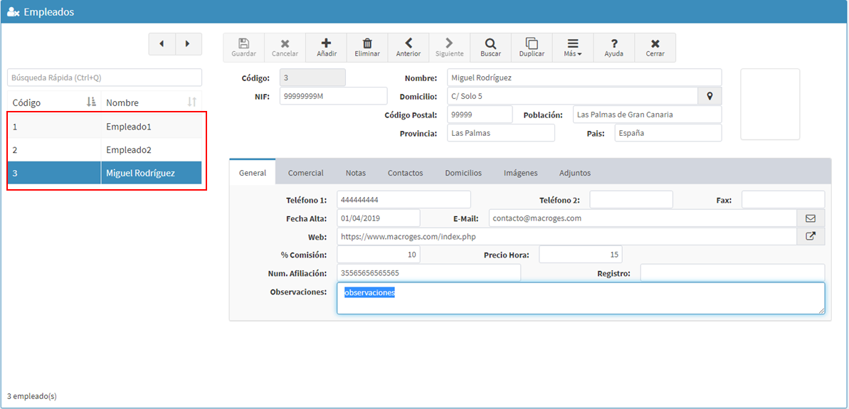 Crear nuevo empleado