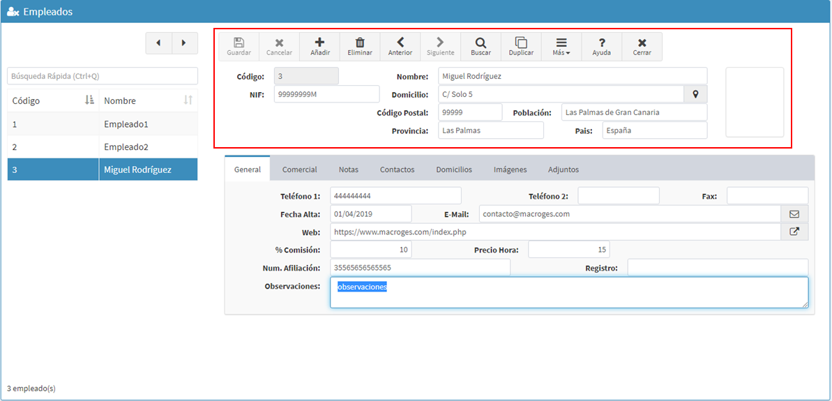 Crear nuevo empleado