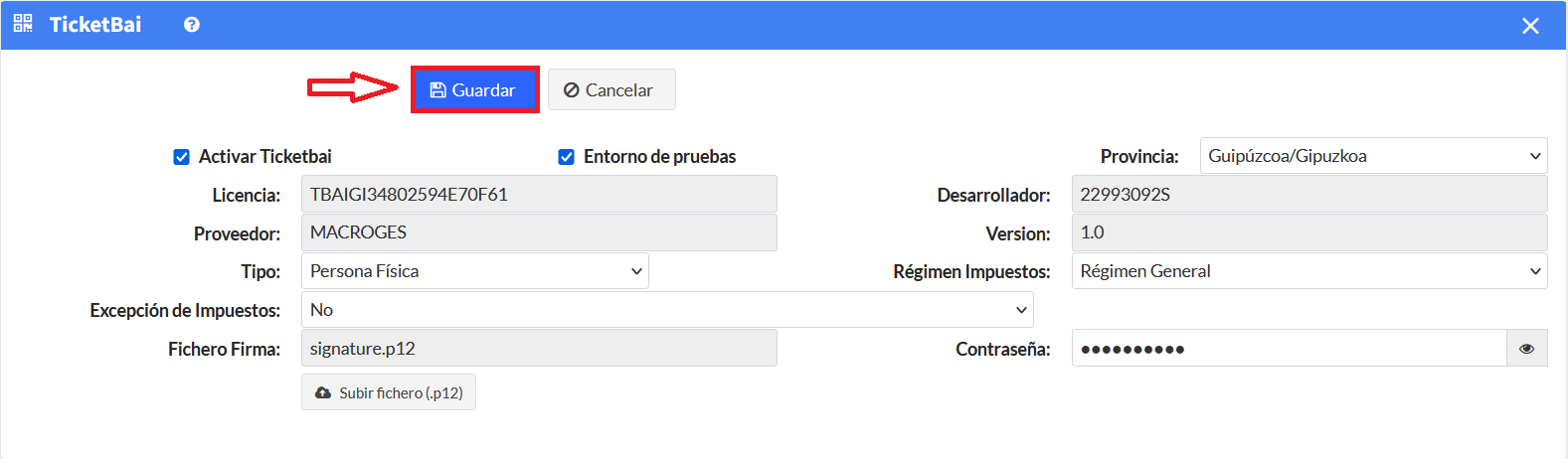 Conexión TicketBAI
