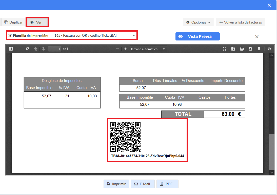 Conexión TicketBAI